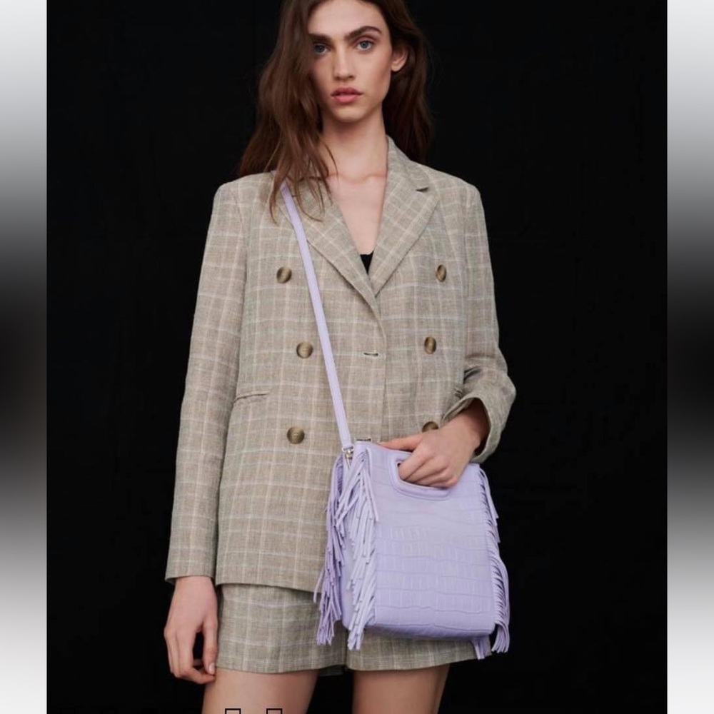 New MAJE PARIS Checked Linen Jacket in Size 6/M/38 - Picture 4 of 11